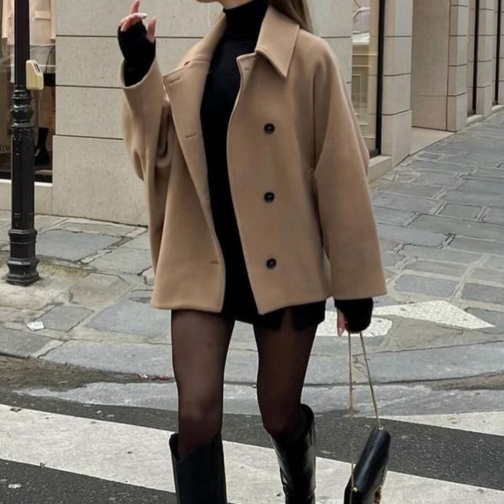 ❤️ 89. Vintage Classic Tan Wool Coat - Modern fit ❤️ - Picture 3 of 15